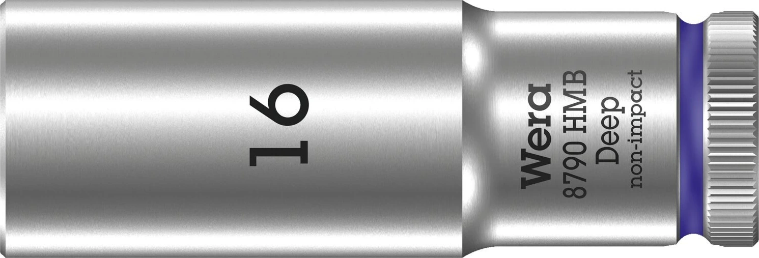 Wera, deep socket size 16mm, Brushed
