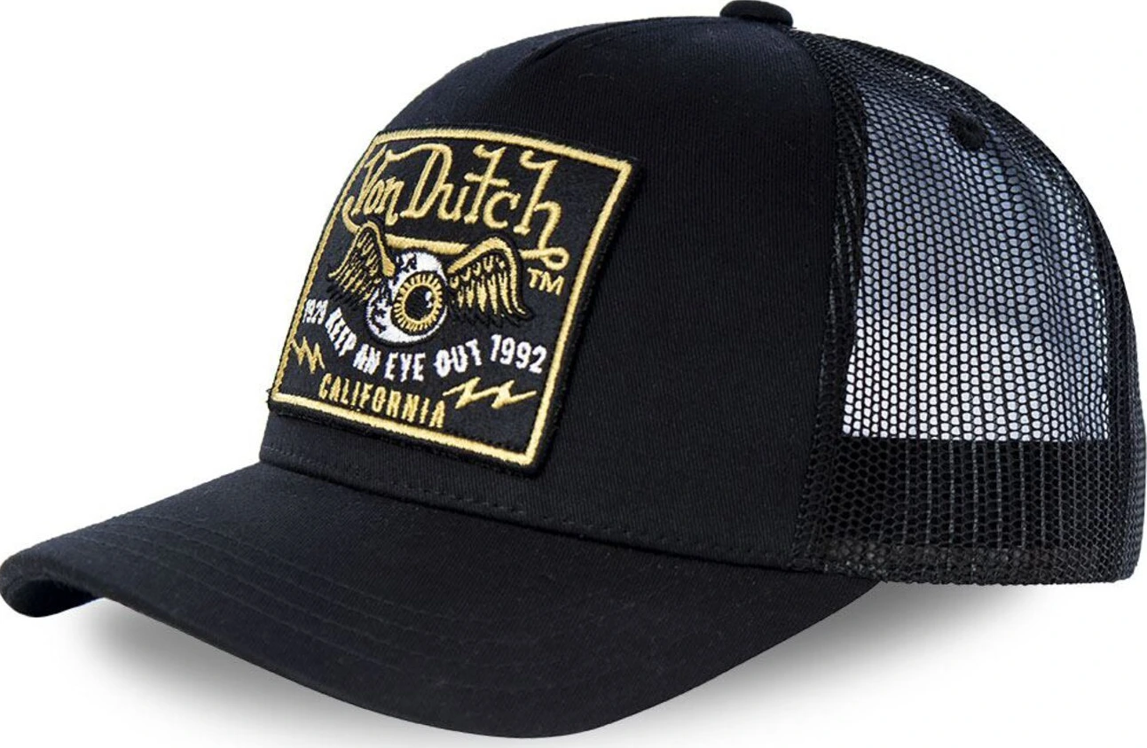Von Dutch Heritage cap square patch eyes, gold, Black