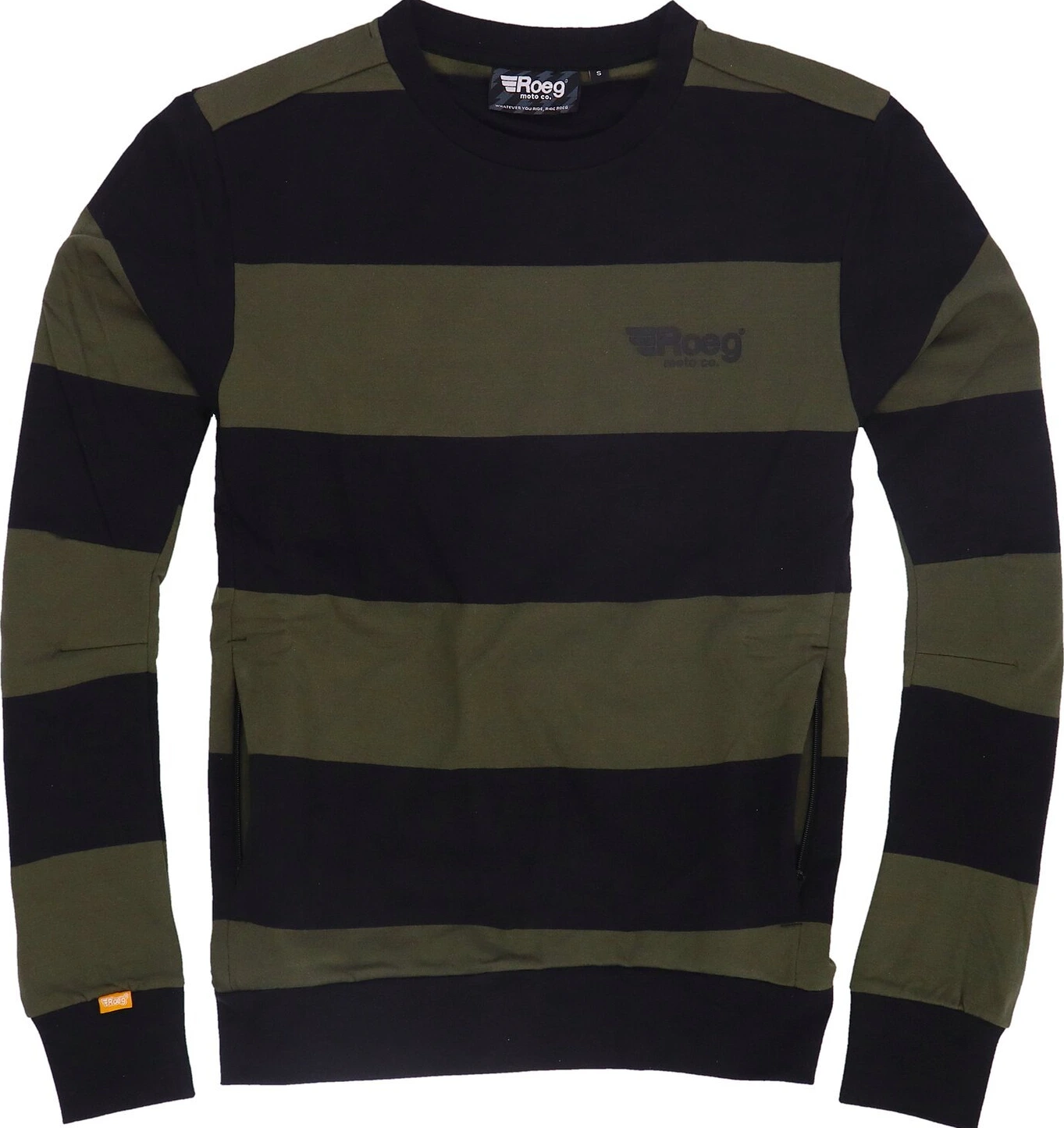 Roeg Shawn stripe sweatshirt, army Green, black, M