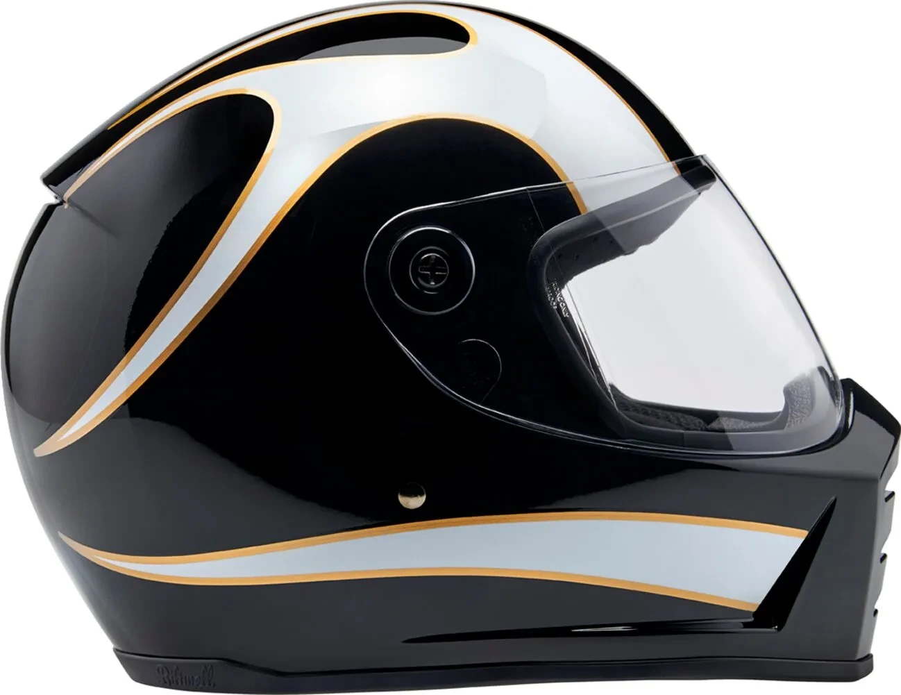 HELMET LANESPLITTER GLOSS BLACK/WHITE W/ FLAMES SM