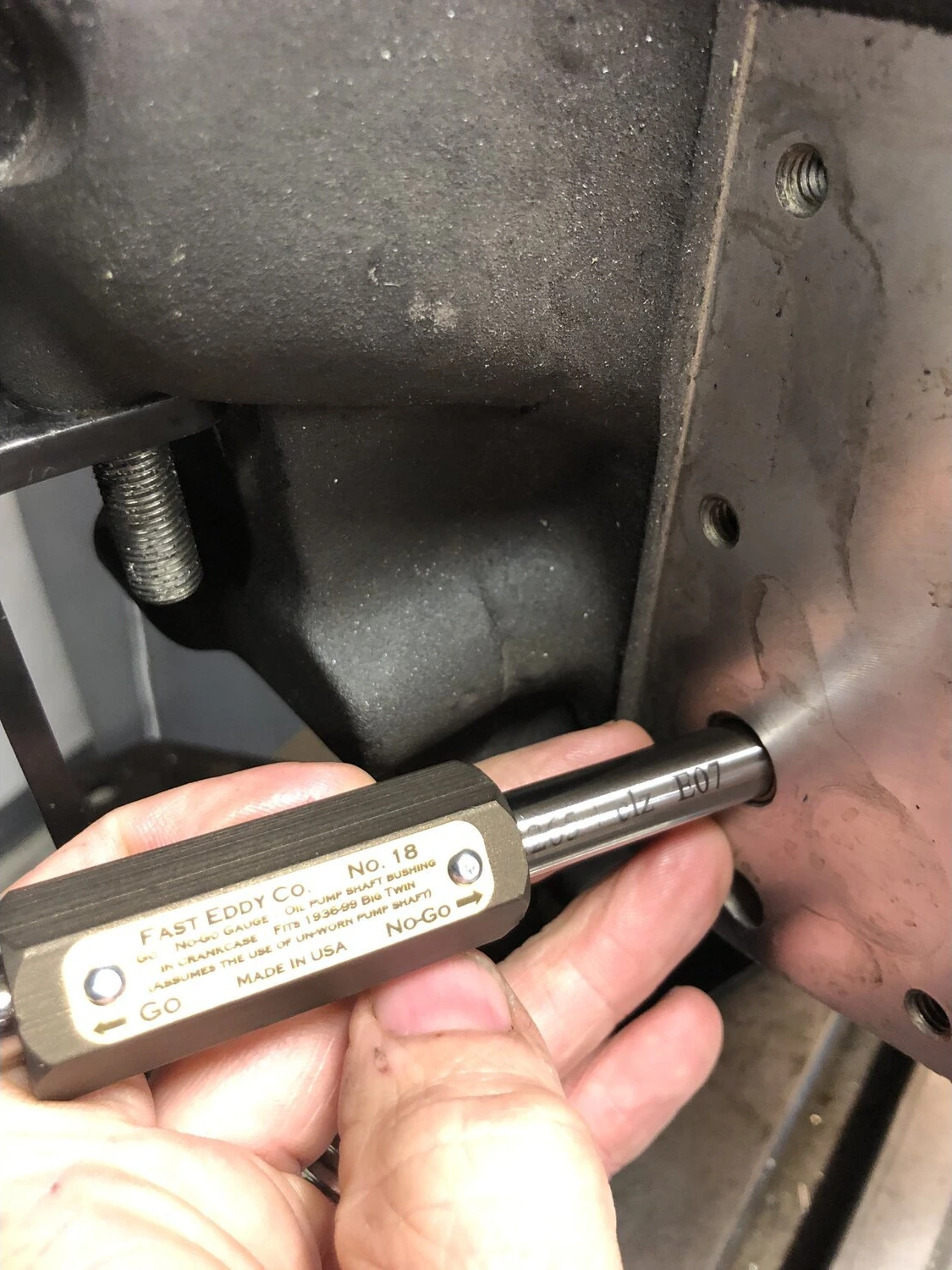 Fast Eddy, oil pump bushing Go & No-Go gauge pin