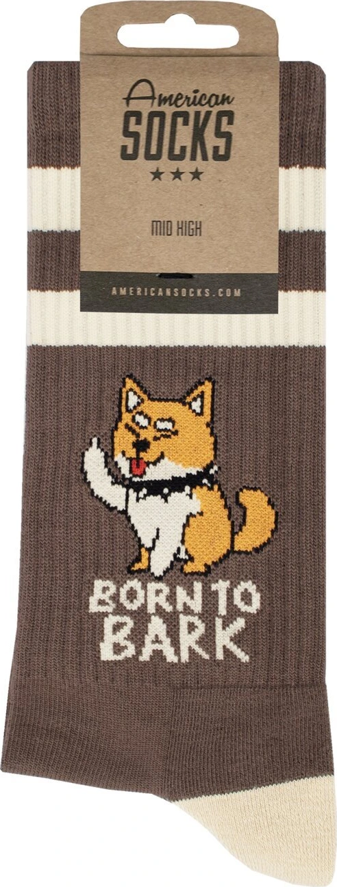 American Socks Born to Bark Mid High sokid, pruunid, üks suurus