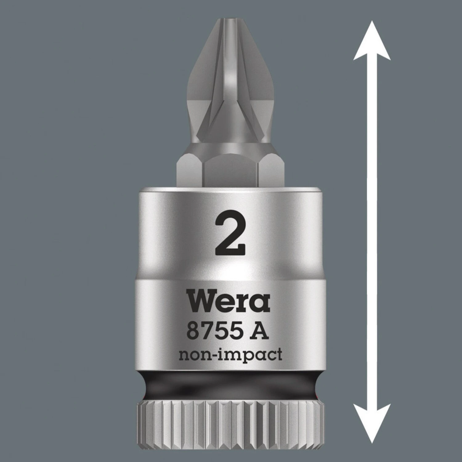 Wera Zyklop 1/4" Pozidriv socket bit, Black, 28 mm, Chrome