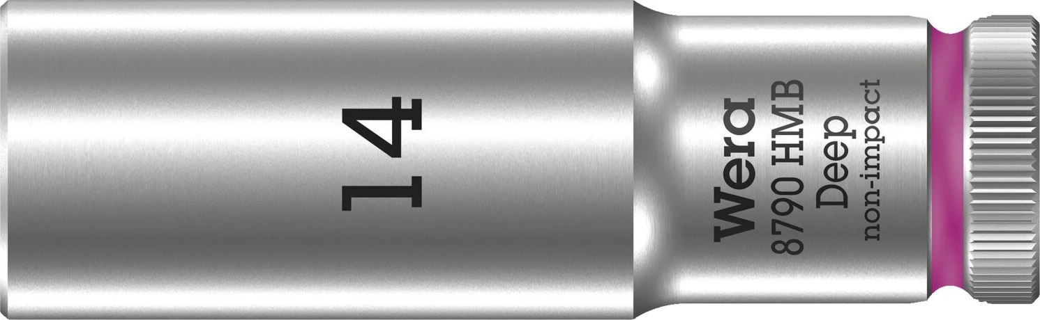 Wera, deep socket size 14mm, Gray, Chrome
