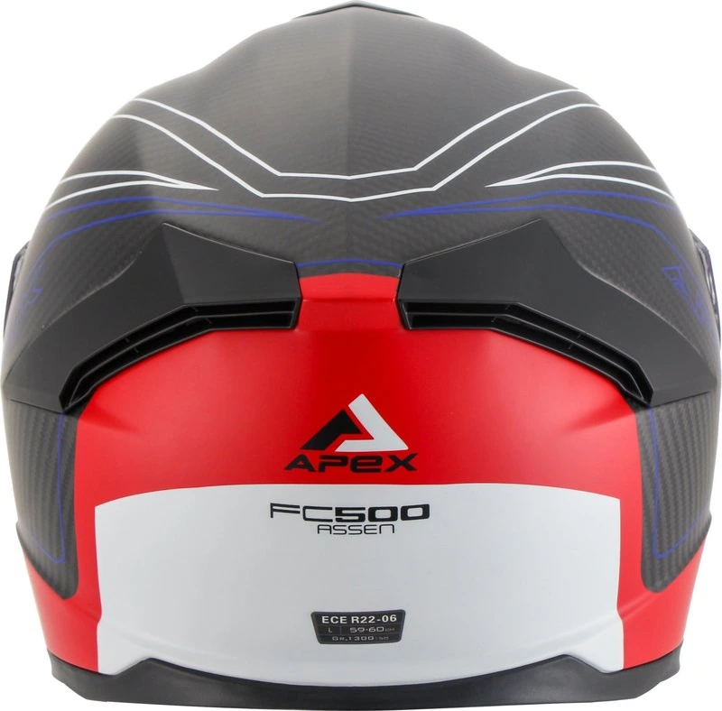 APEX Helmet FC500 Carbon Assen white/red/blue matt S