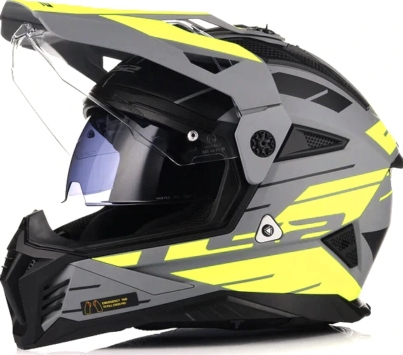 LS2 MX702 PIONEER II NAMIB Helmet - Matt Grey H-V Yellow, S