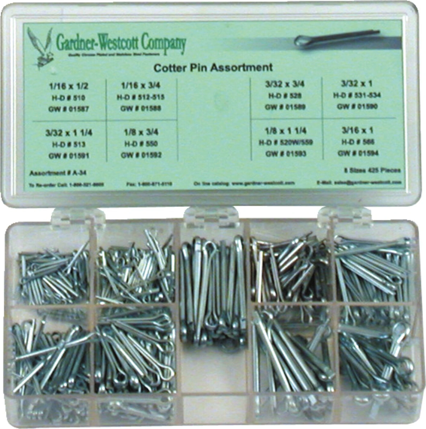 Cotter pin assortment box, Silver