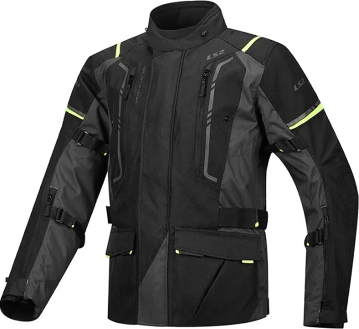 LS2 Narvik Man Jacket - L, Grey Black H-V Yellow