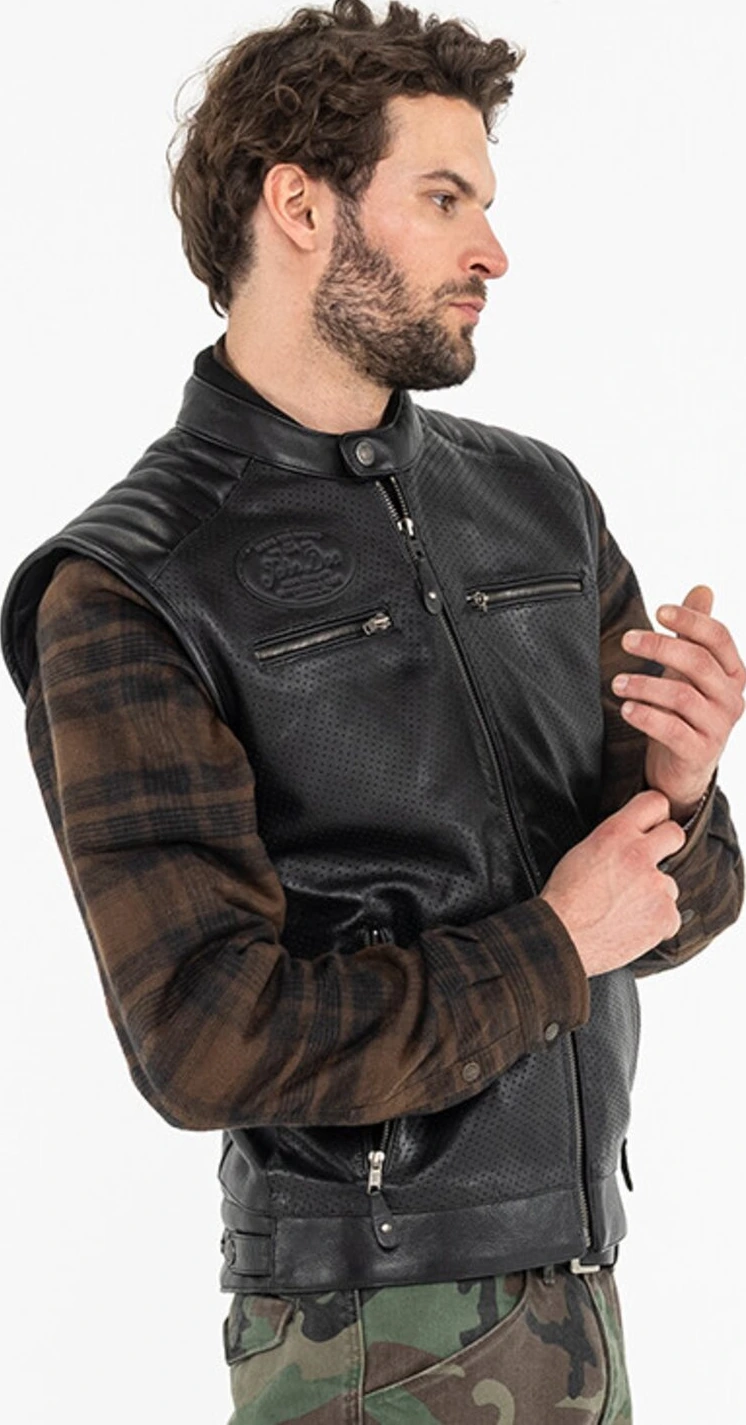 John Doe Storm Leather vest, Black, S