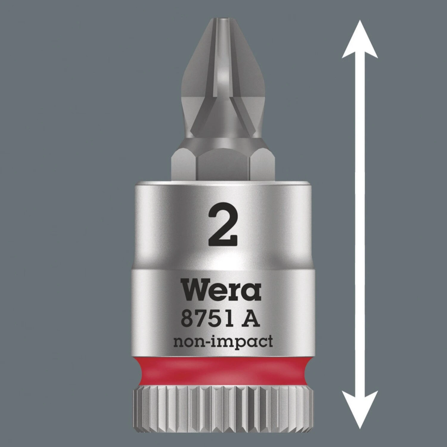 Wera Zyklop 1/4" Phillips socket bit, Red, 28 mm, Chrome