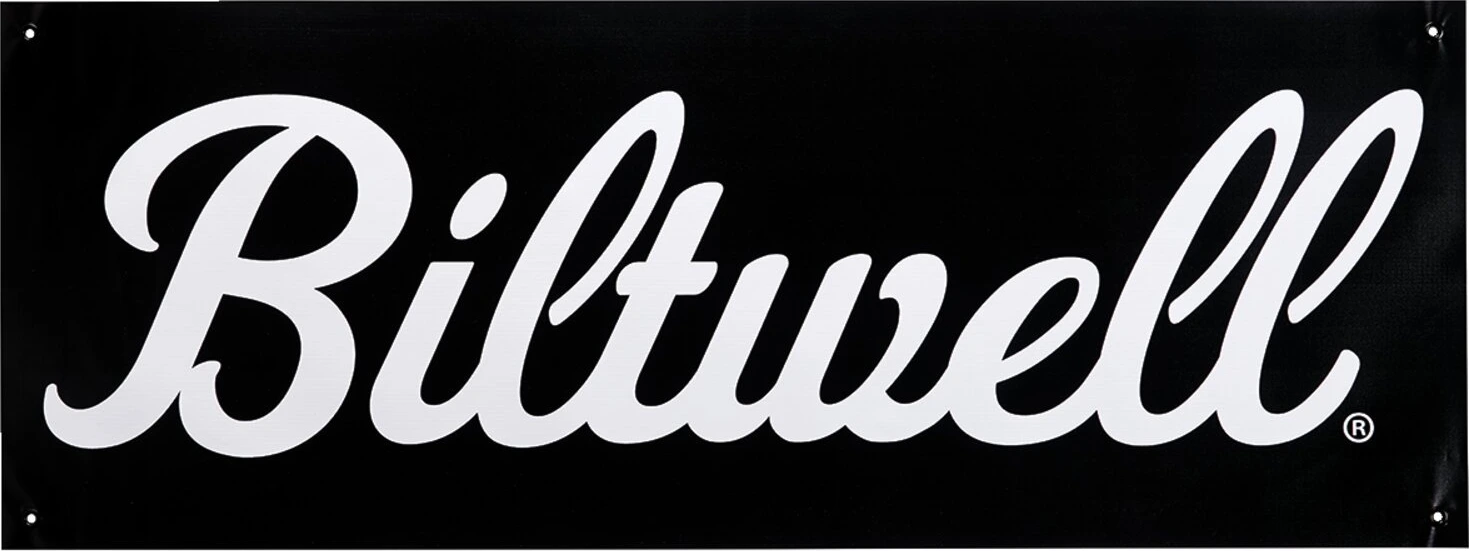 Biltwell Script Shop banner, Black, white