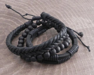 Amigaz Rope Sliders & Wood Bead bracelet
