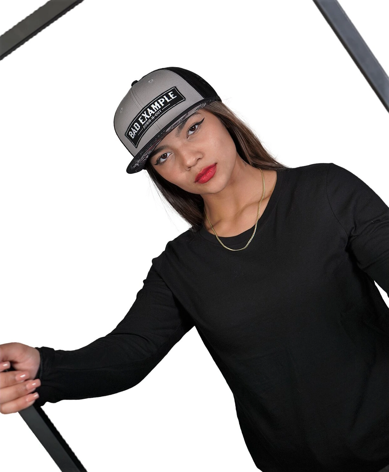Down-n-Out Bad Example snapback cap, grey, black