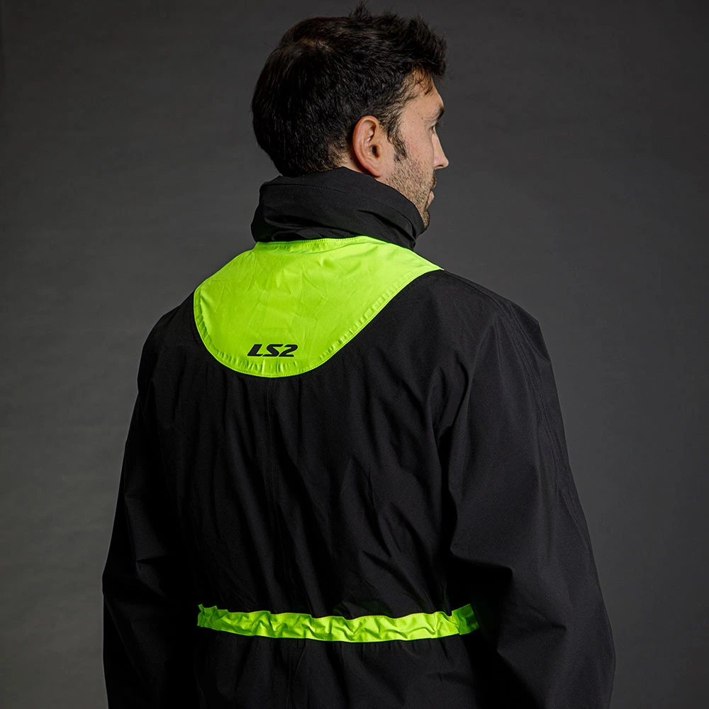 LS2 X-Rain Jacket Unisex - Black H-V Yellow, M-L