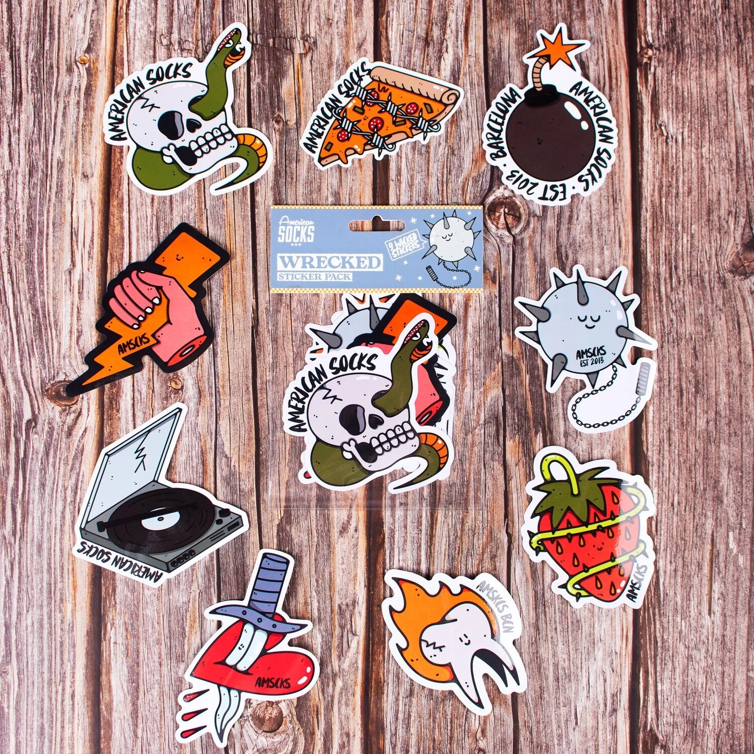 American Socks Wrecked Sticker pack