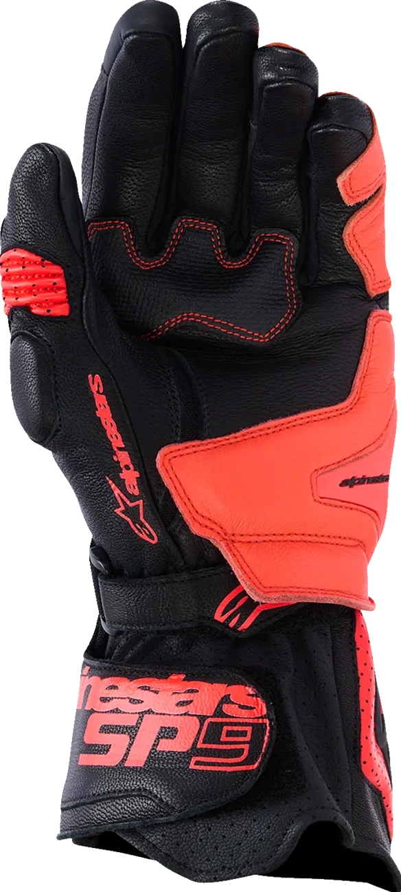GLOVE SP-9 BLACK/RED FLUO S