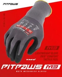 TMV Pitpaws gloves Black "Made for Moto" L