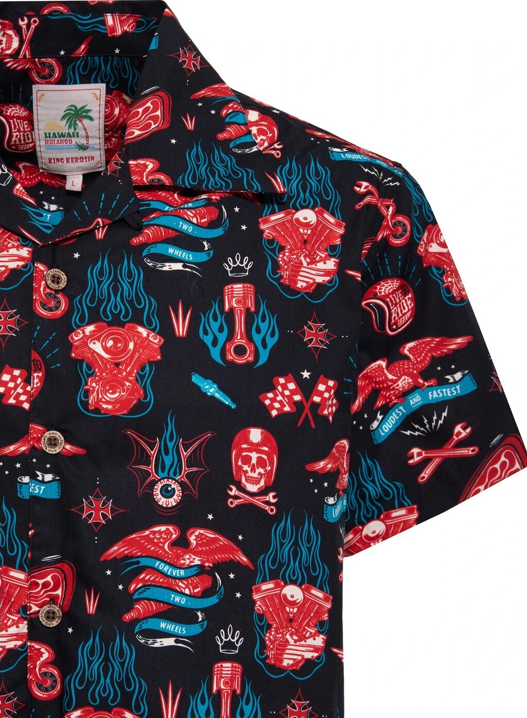 King Kerosin Kustom Kulture Hawaii shirt, Black, 2XL