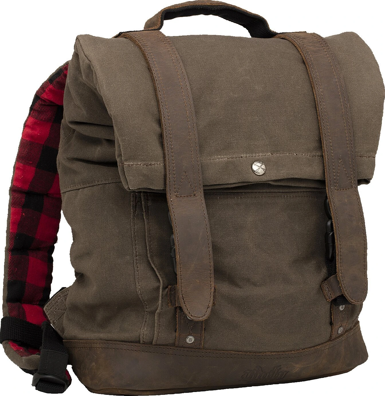 Burly Roll Top backpack bag dark oak, Brown