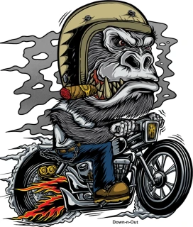 Down-n-Out Kustom Kulture gorilla sticker