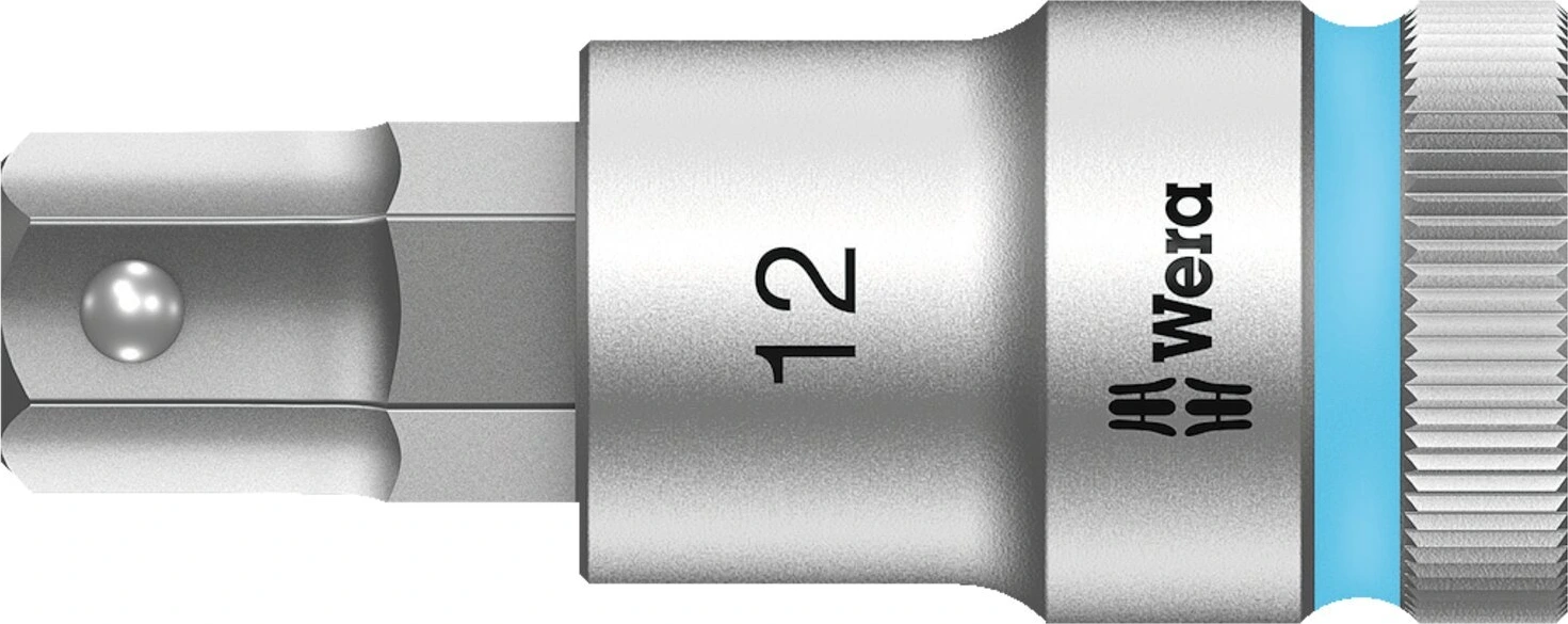 Wera Zyklop 1/2" Hex socket bit with holding function, 12 mm, Brushed