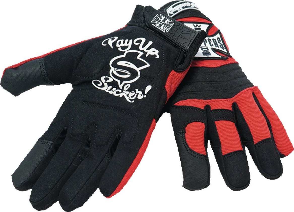 WCC riding gloves, Black, red, M