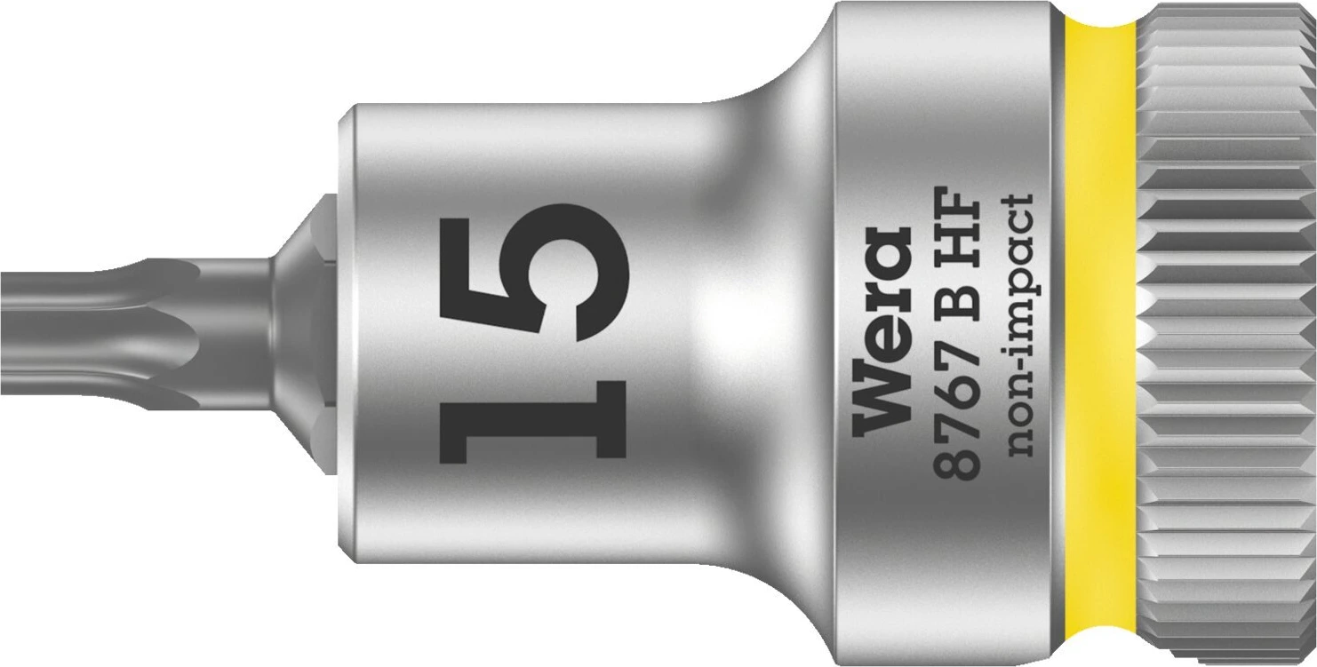 Wera Zyklop 3/8" Torx® socket bit TX15 with holding function, Gray, 35 mm, Chrome