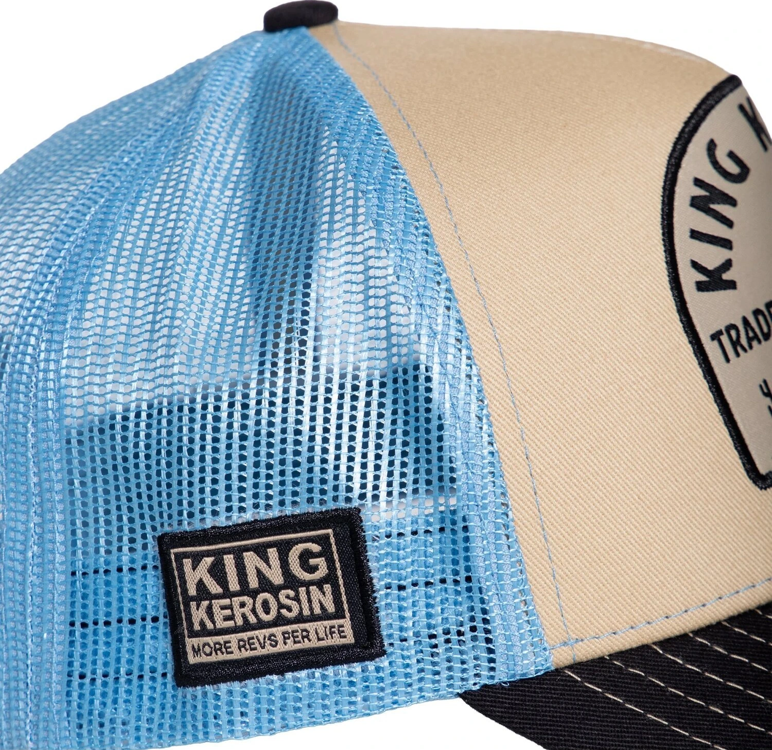 King Kerosin Motorcycle parts cap, Beige, light blue