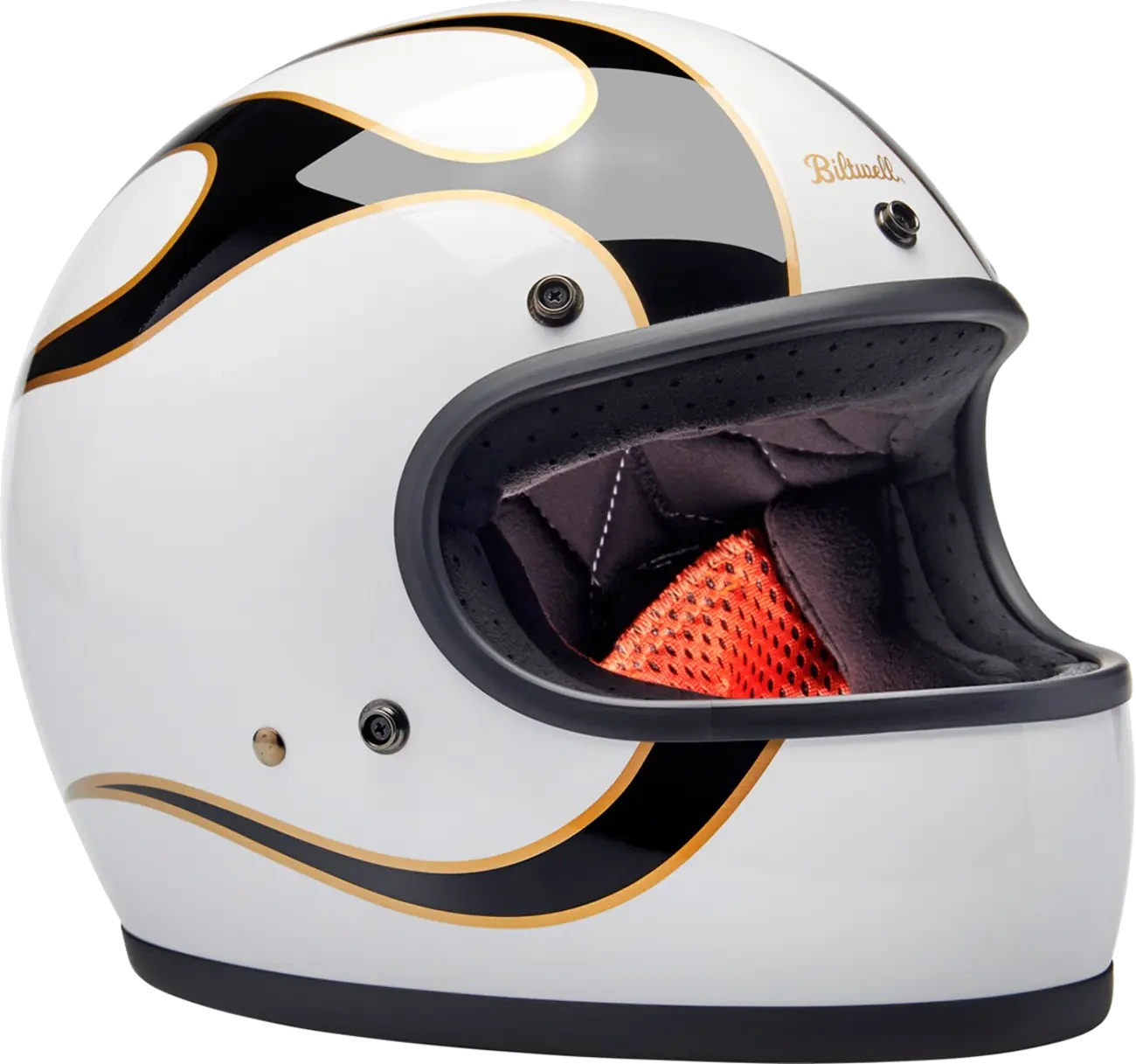 HELMET GRINGO GLOSS WHITE/BLACK W/ FLAMES FLAM MD