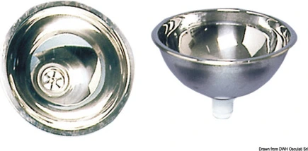 SS mirror polished hemispherical sink 260x125 mm
