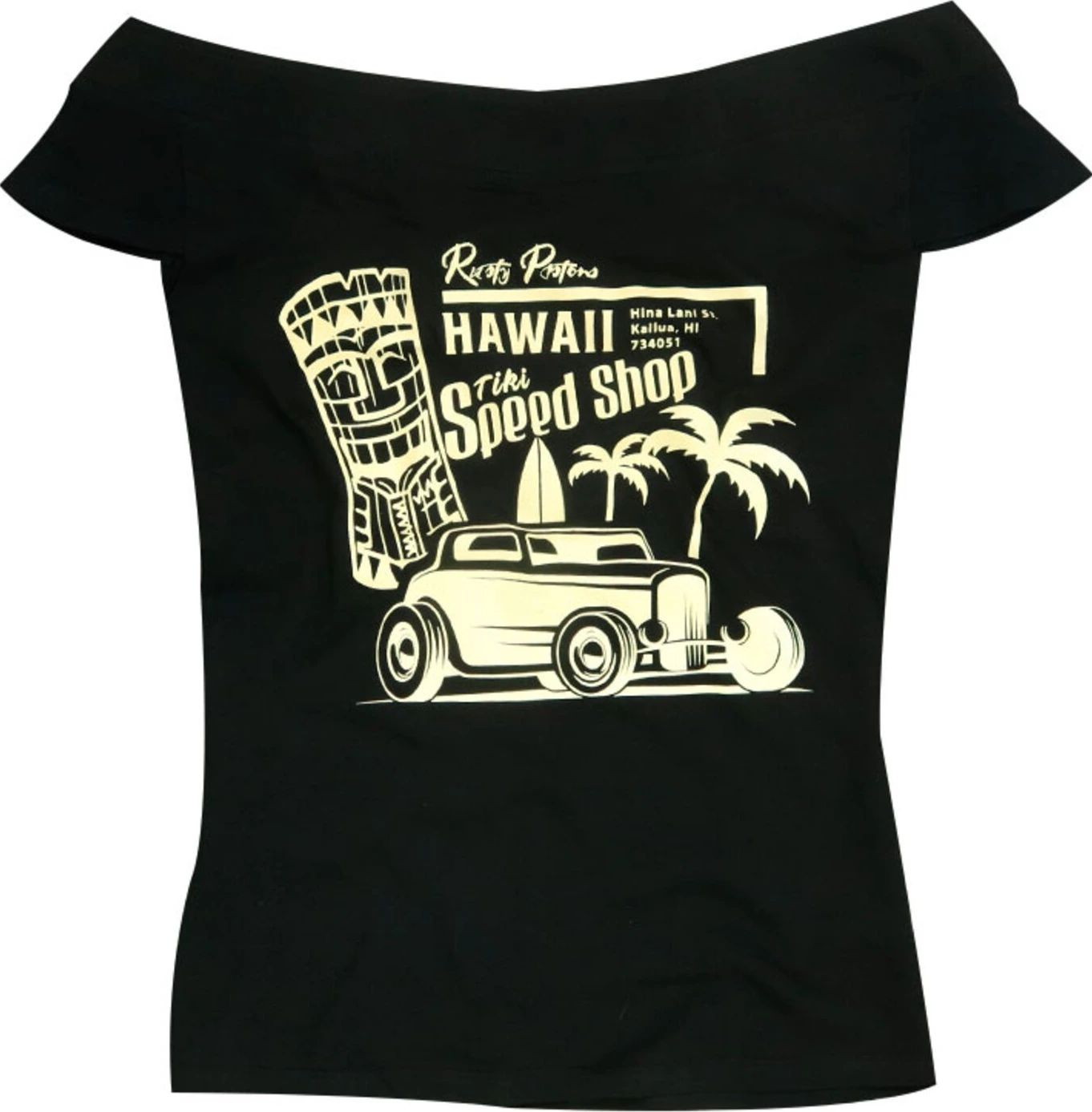 Rusty Pistons Hawaii female t-shirt, Black, XL