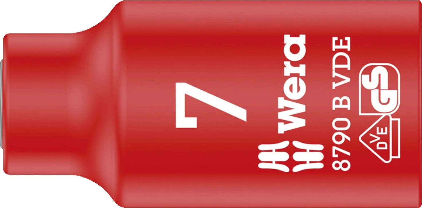 Wera Zyklop drive sockets 3/8" VDE 8790B, Red, 7 mm
