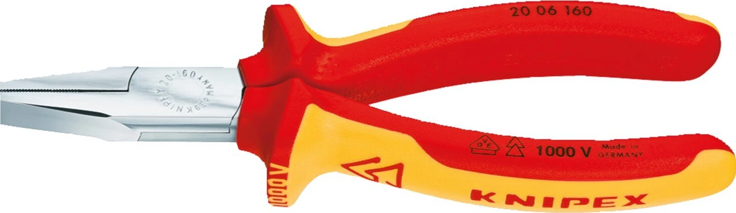 Knipex flat nose pliers 160 mm VDE, Red, Chrome