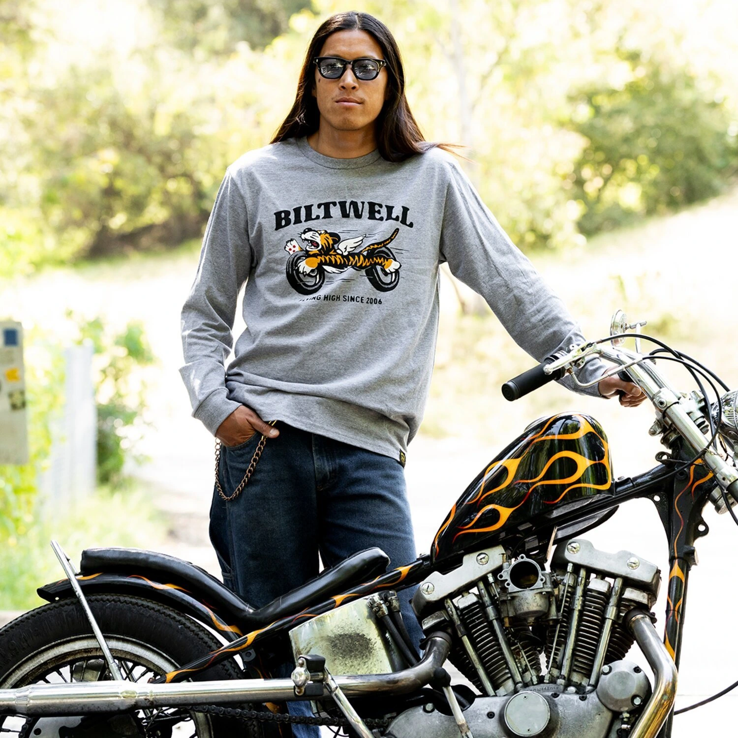Biltwell Tiger long sleeve, graphite, S