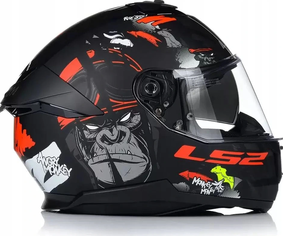 LS2 FF808 STREAM II ANGRY MONKEY helmet - S, Matt Black Red
