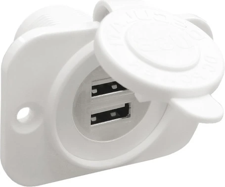 Double USB socket white rear nut + panel
