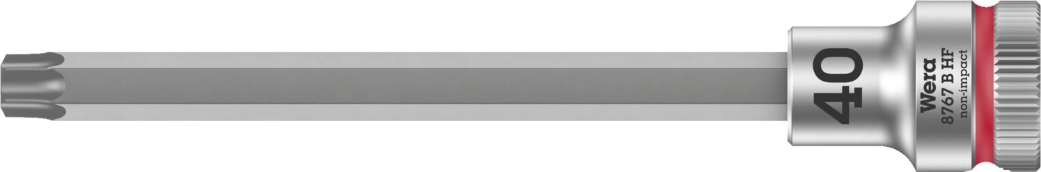 Wera Zyklop 3/8" Torx® socket bit TX40 with holding function, 107 mm, Chrome