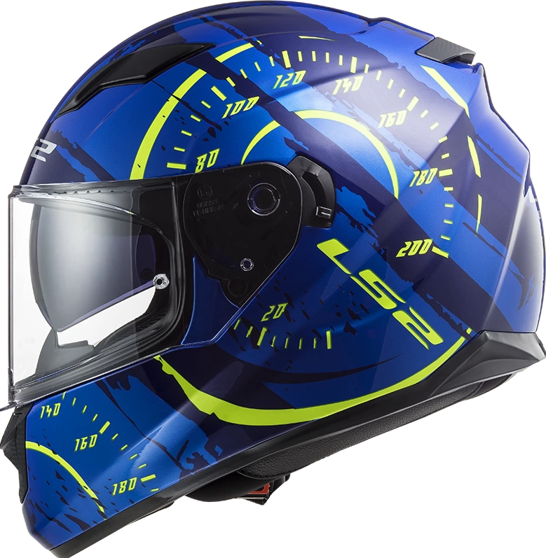 LS2 FF320 STREAM EVO Tach helmet - Gloss Blue Hi-vis Yellow, M