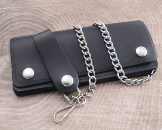 Amigaz Chain Wallet Long 7" Black Leather