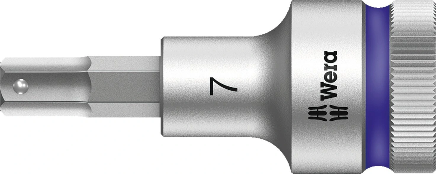 Wera Zyklop 1/2" Hex socket bit with holding function, Gray, 7 mm, Brushed