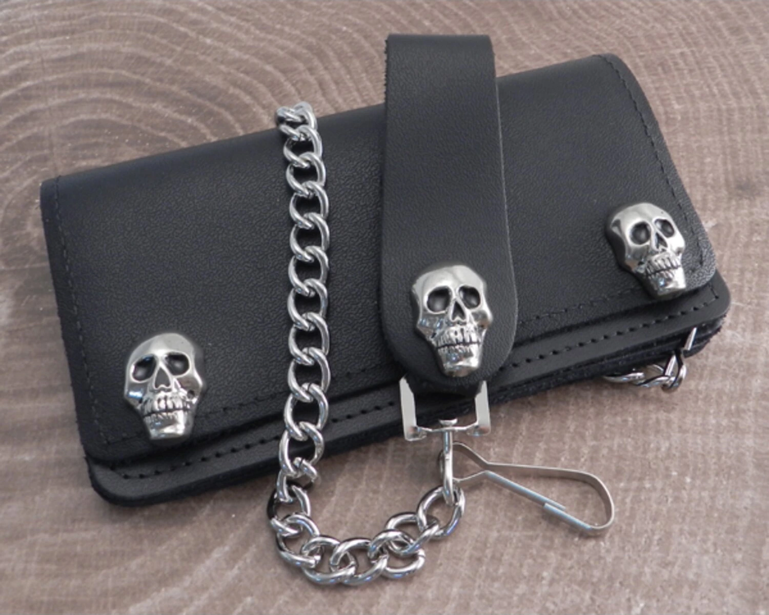 Amigaz Black Leather Biker Chain Wallet