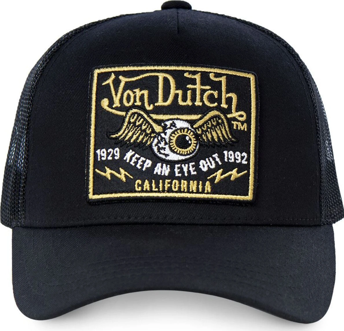 Von Dutch Heritage cap square patch eyes, gold, Black