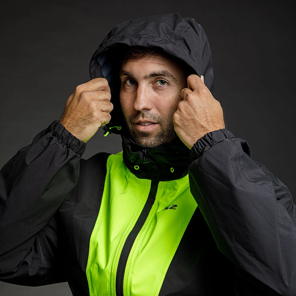 LS2 X-Rain Jacket Unisex - Black H-V Yellow, M-L