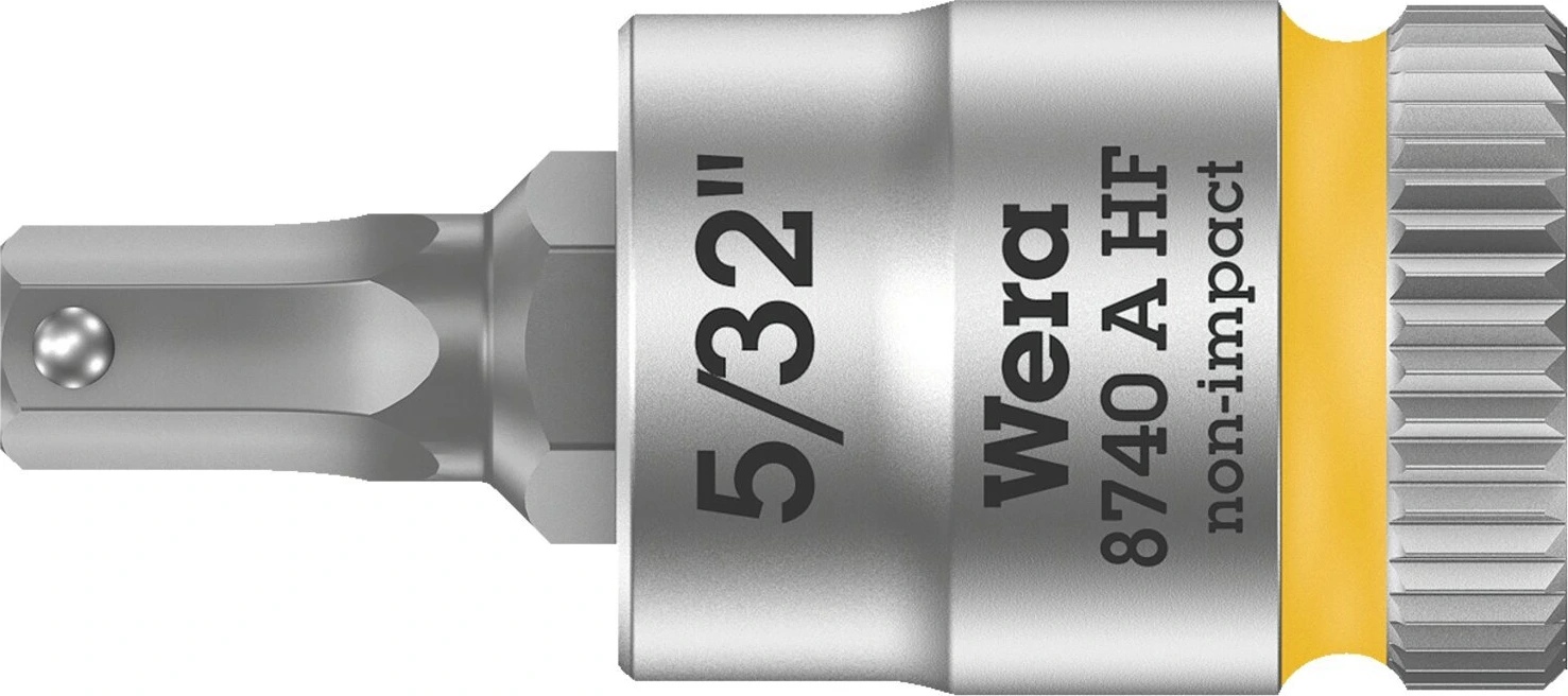 Wera Zyklop 1/4" Hex socket bit w/ holding function US sizes, Gray, 28 mm, Brushed