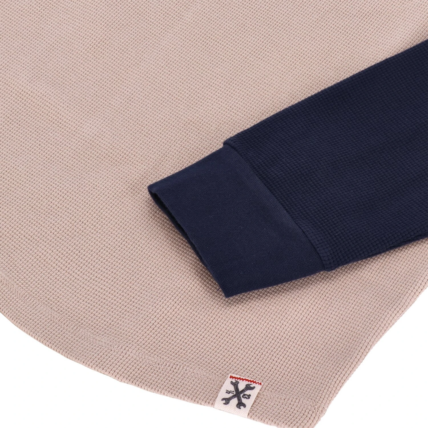13 1/2 Waffle jersey, sand, navy, L