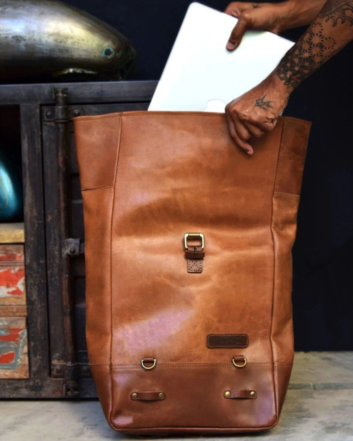 Trip Machine Backpack panniers, vintage tan