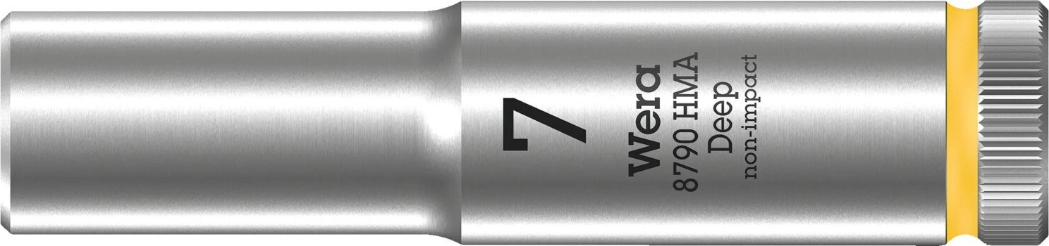 Wera, deep socket size 7mm, Gray, Chrome