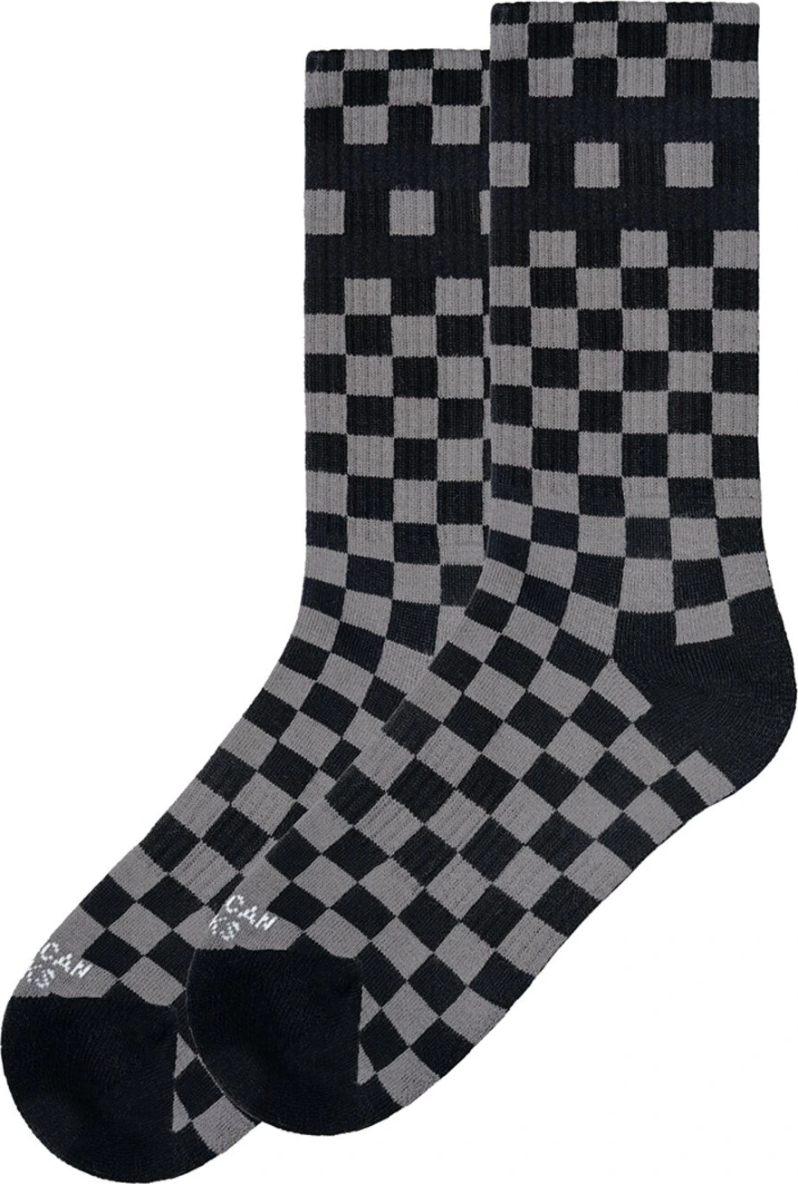 American Socks Checkerboard Mid High classic socks, Gray, One size fits most