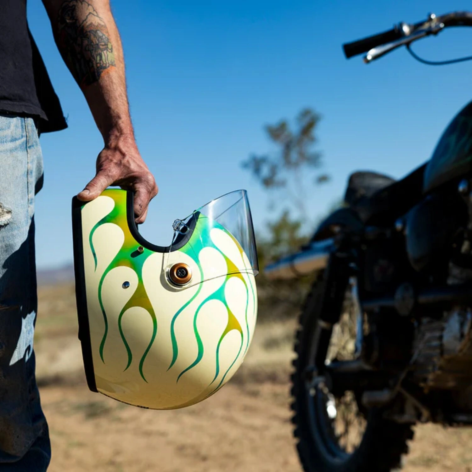 Biltwell Gringo S x Born Free collab helmet, Green, 2XL, Gloss