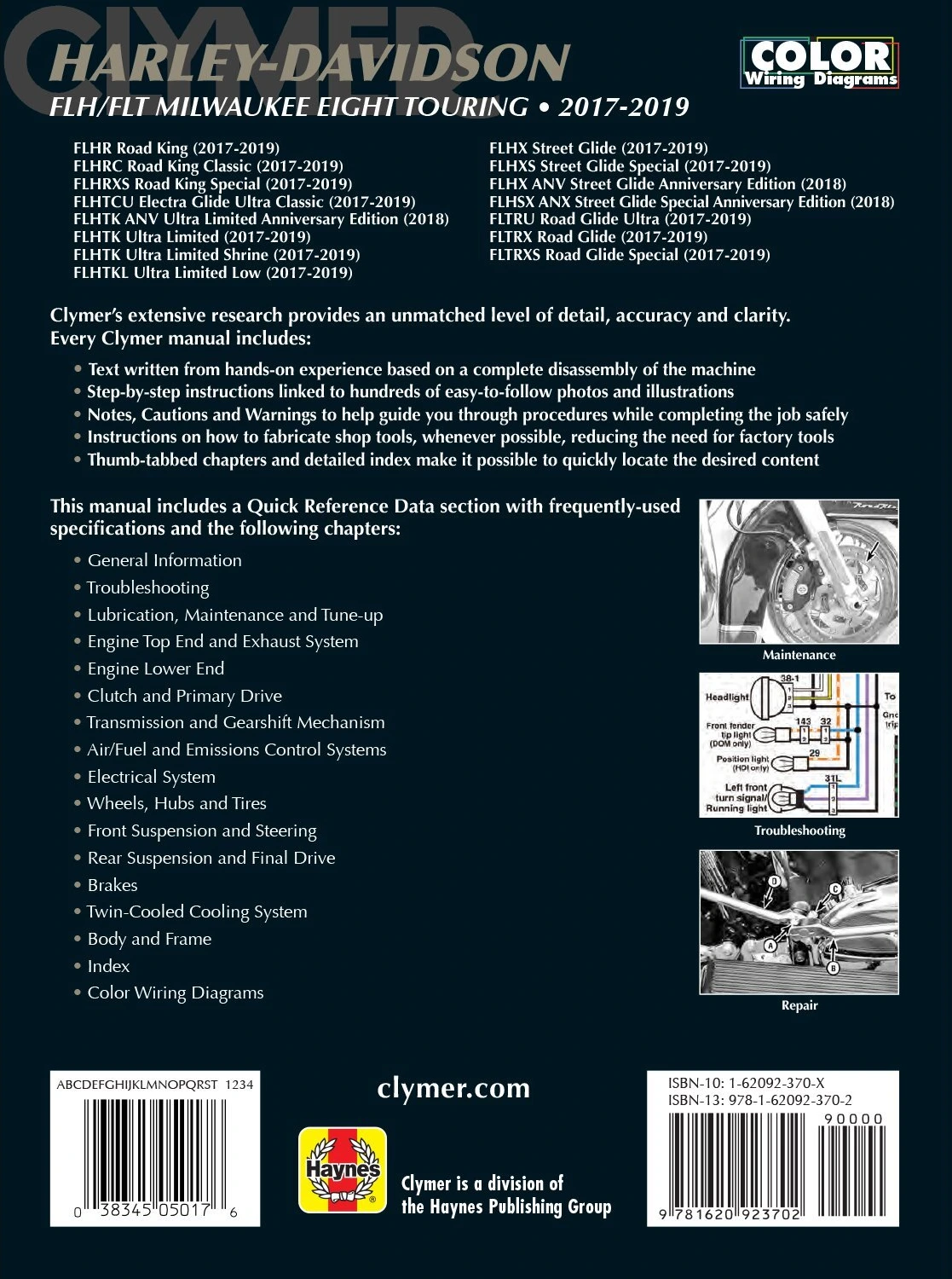 Clymer, service manual 17-19 M8 Touring models